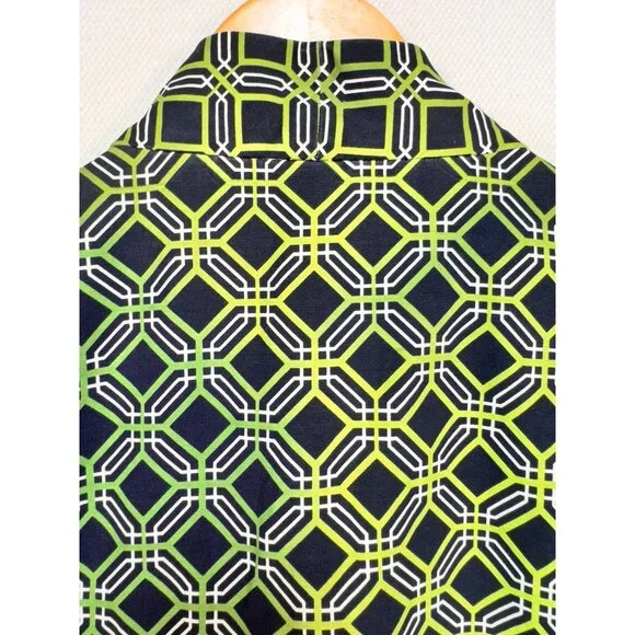 Banana Republic Womens Geometric Pattern Coat Small Green Black - Picture 13 of 13
